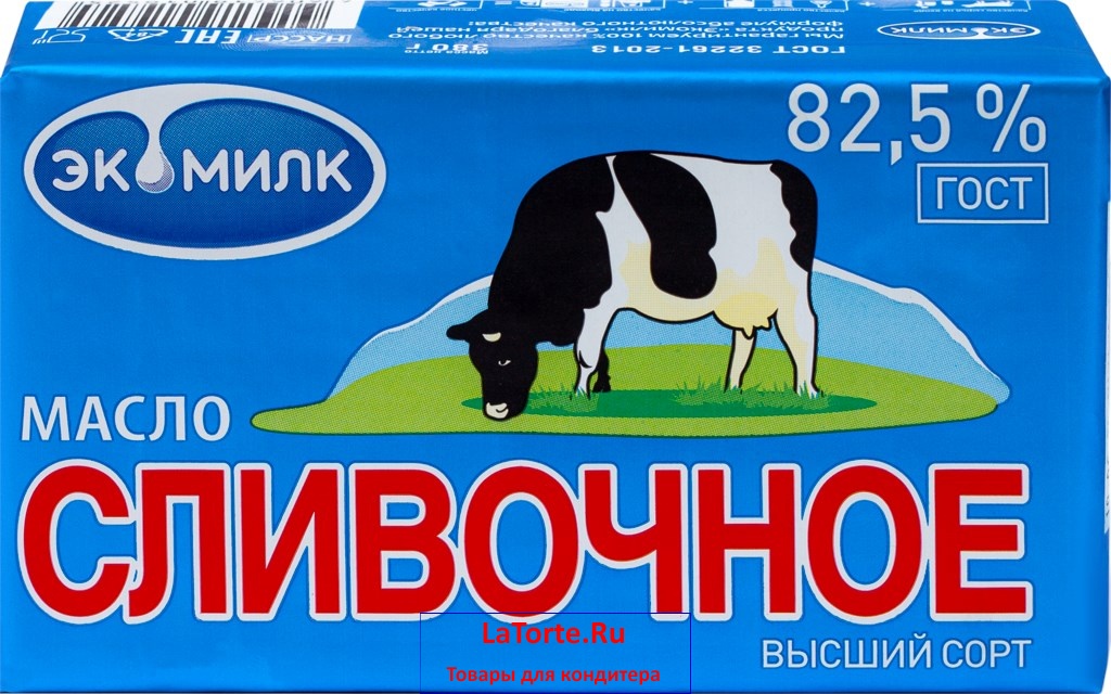 Масло сливочное "Экомилк" 0,45 кг 82,5% высший сорт