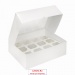 Коробка на 12 капкейков с окном - белая